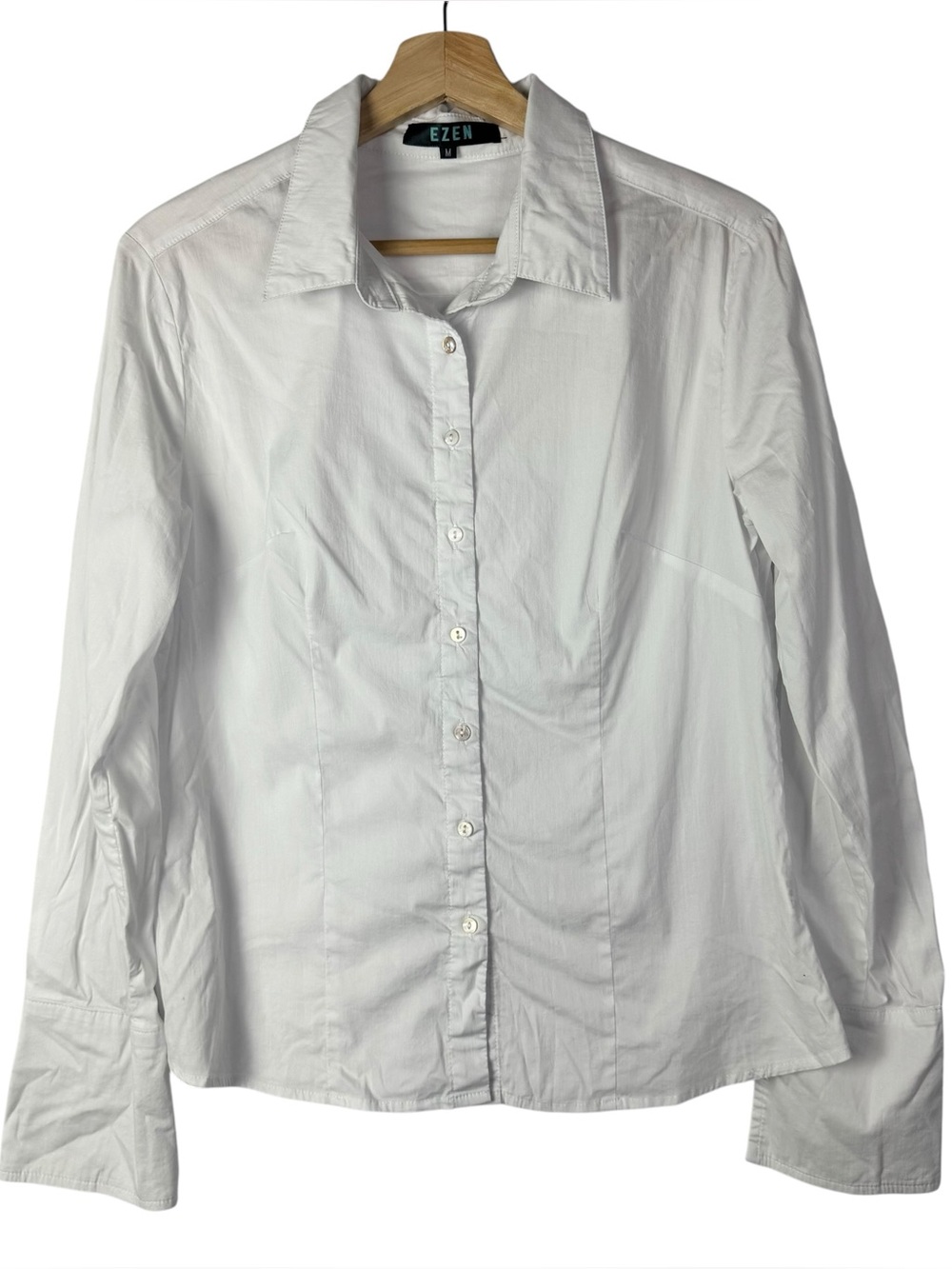 Boutique Ezen White Slim Fit Office Long Sleeve Button Down M